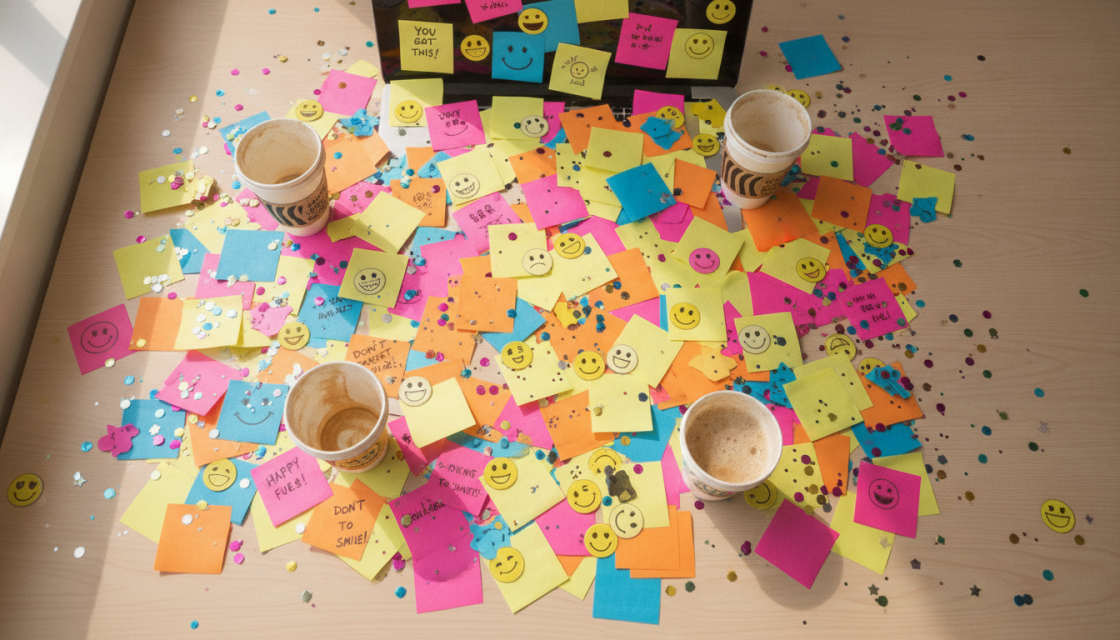 playful collage of colorful st...