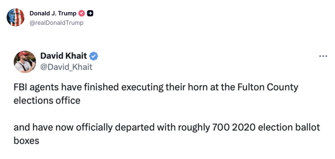 FBI Raids the Fulton County Election Hub