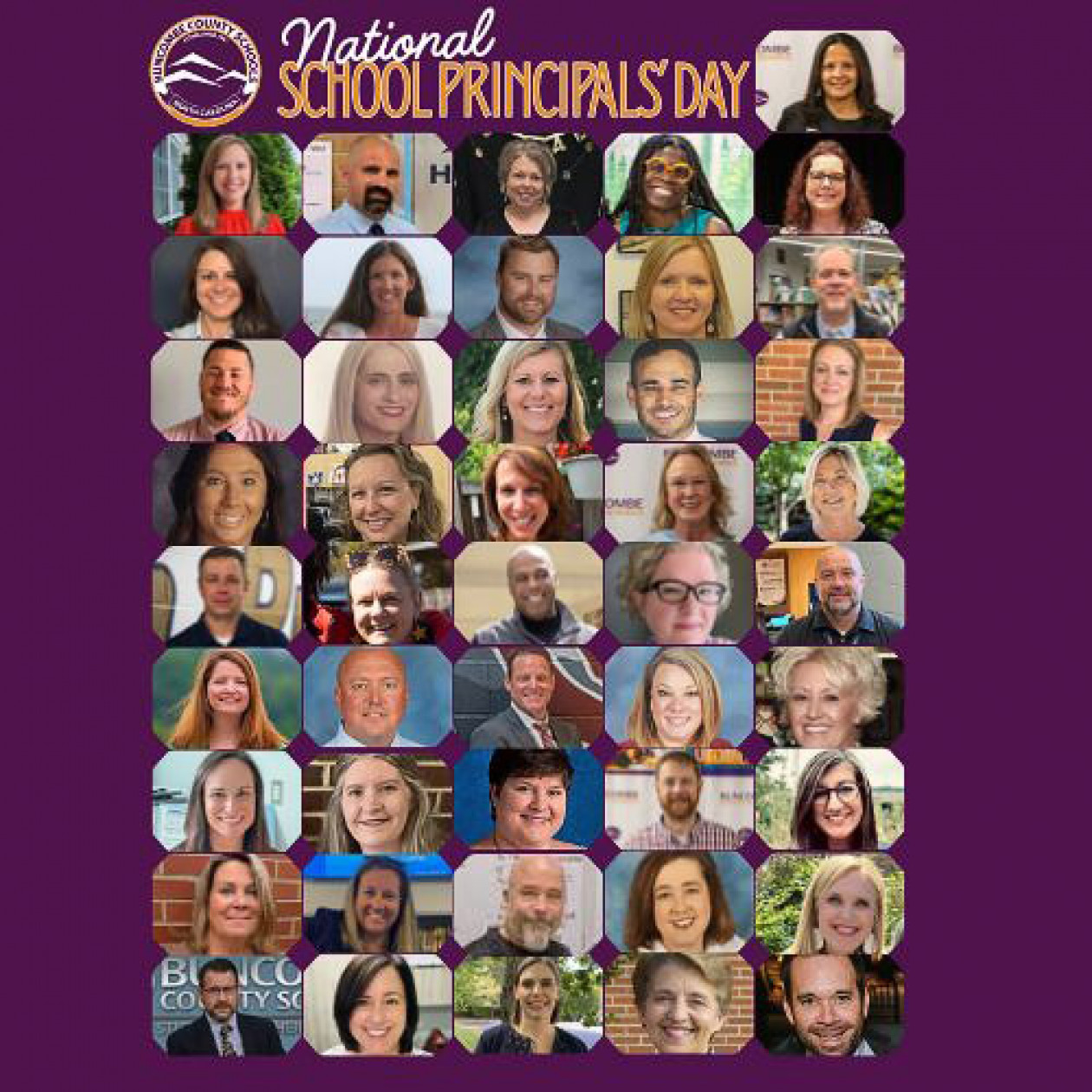 A collage showing headshots of 46 BCS principals.