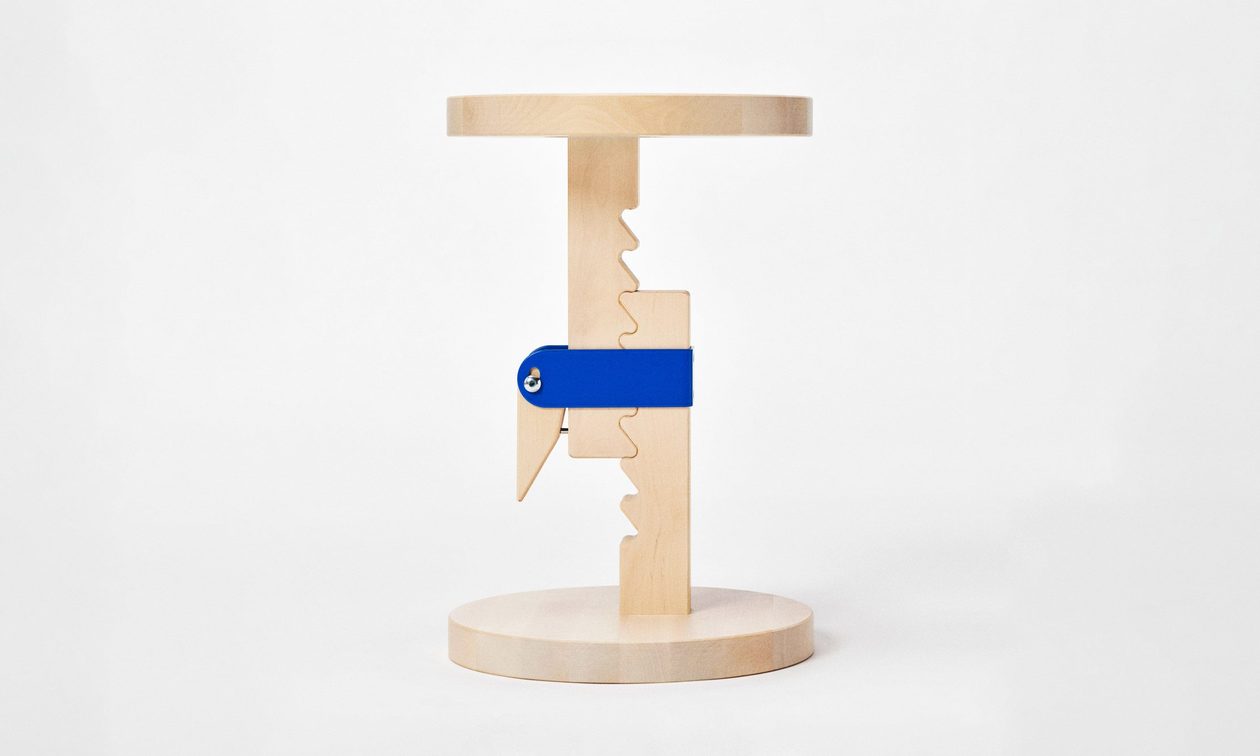 Woodworking clamps inform playful height-adjustable IKEA stool