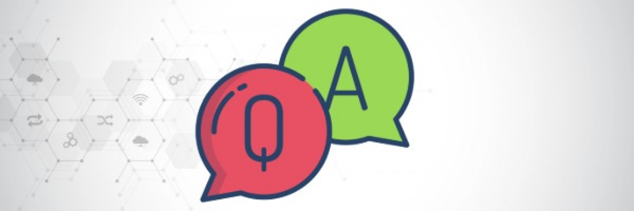 Q and A bubbles with app icons in the back