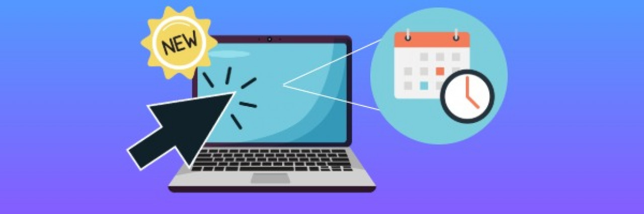 laptop with new showing clicking to make appt 