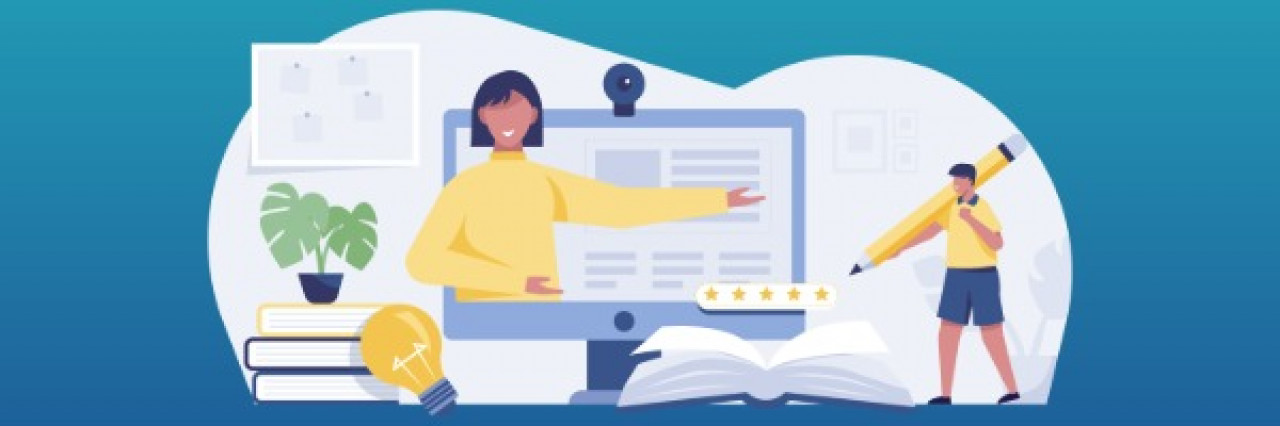decorative image: student learning online