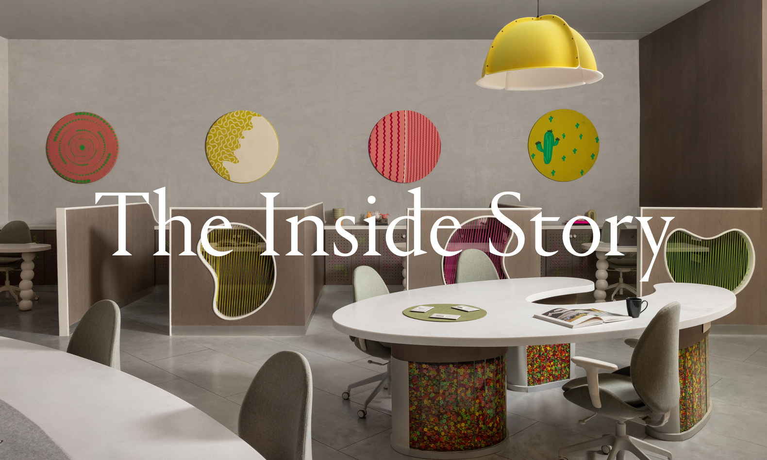 Giant buttons and neon laces: this surreal office takes cues from a sewing box