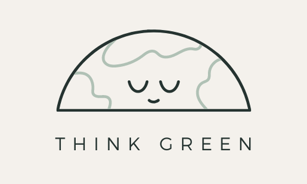 White Green and Black Line Art Earth Illustrative Nature Think Green Logo