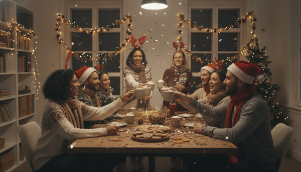 playful seasonal team celebrat...