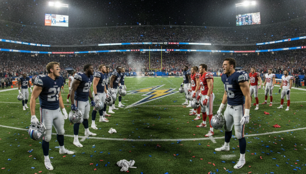 Sports rivalry scene with two ...