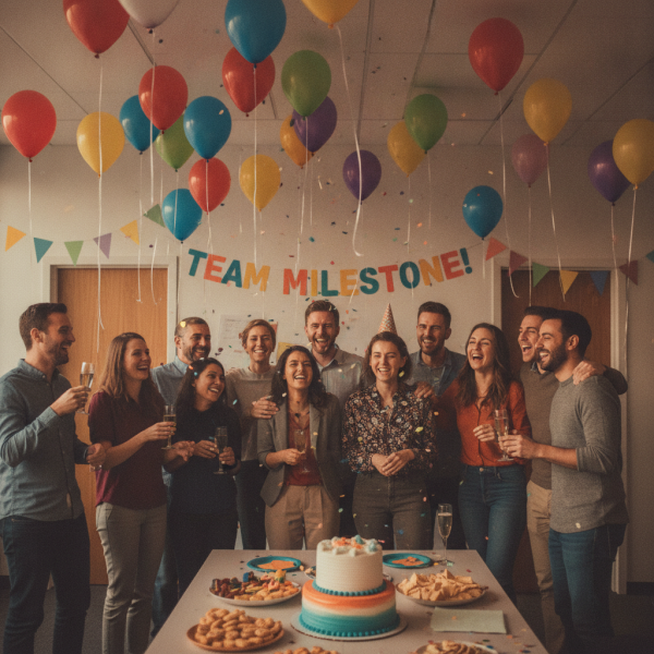 diverse joyful coworkers celeb...