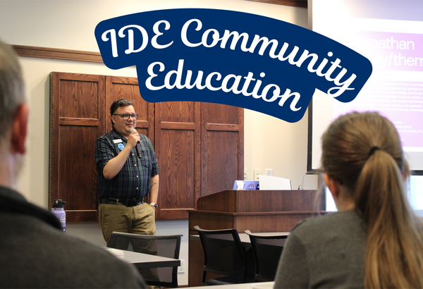 Jonathan Gonzales giving a IDE community education workshop to a group of faculty and staff