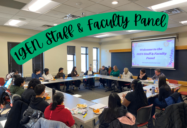 Carleton community members sit together for the 1st Gen Faculty and Staff panel 