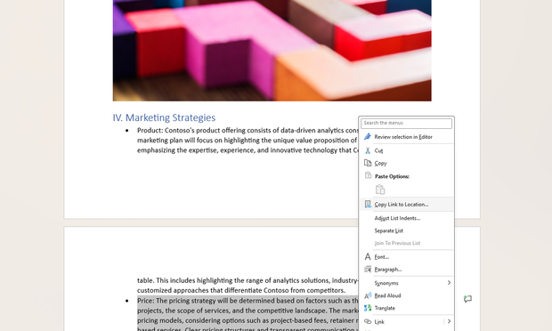 Link to a location in Word for Windows and Mac