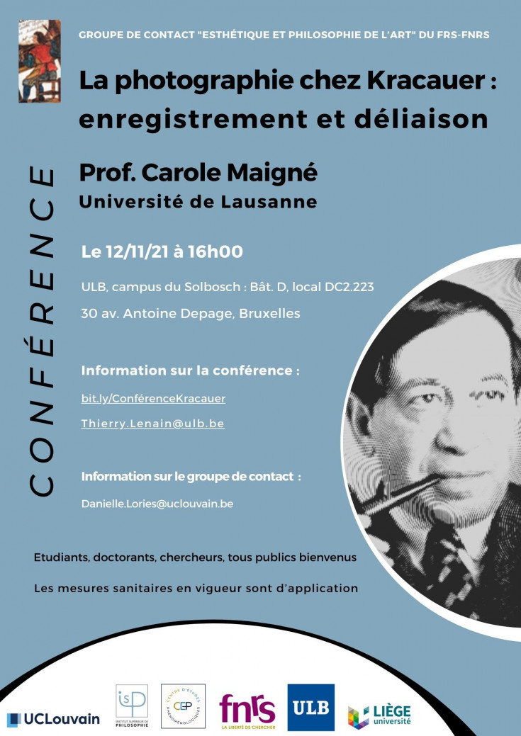 La photographie chez Kracauser : enregistrement et d&Atilde;&copy;liaison, Prof. Carole Maign&Atilde;&copy;, Universit&Atilde;&copy; de Lausanne